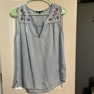 Denim Dear John Embroidered Floral Tank Top